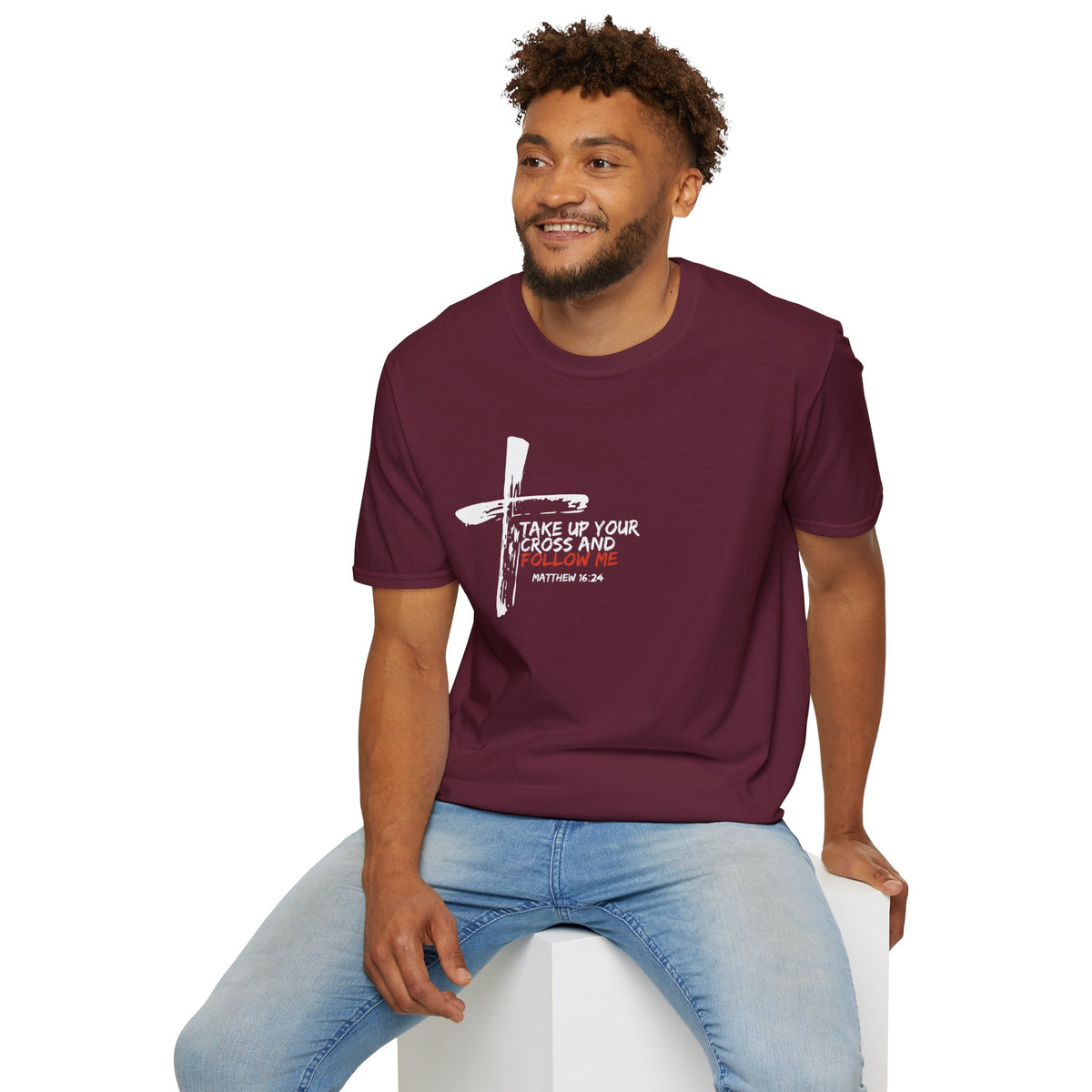 Take Up Your Cross and Follow Me- Unisex Softstyle T-Shirt