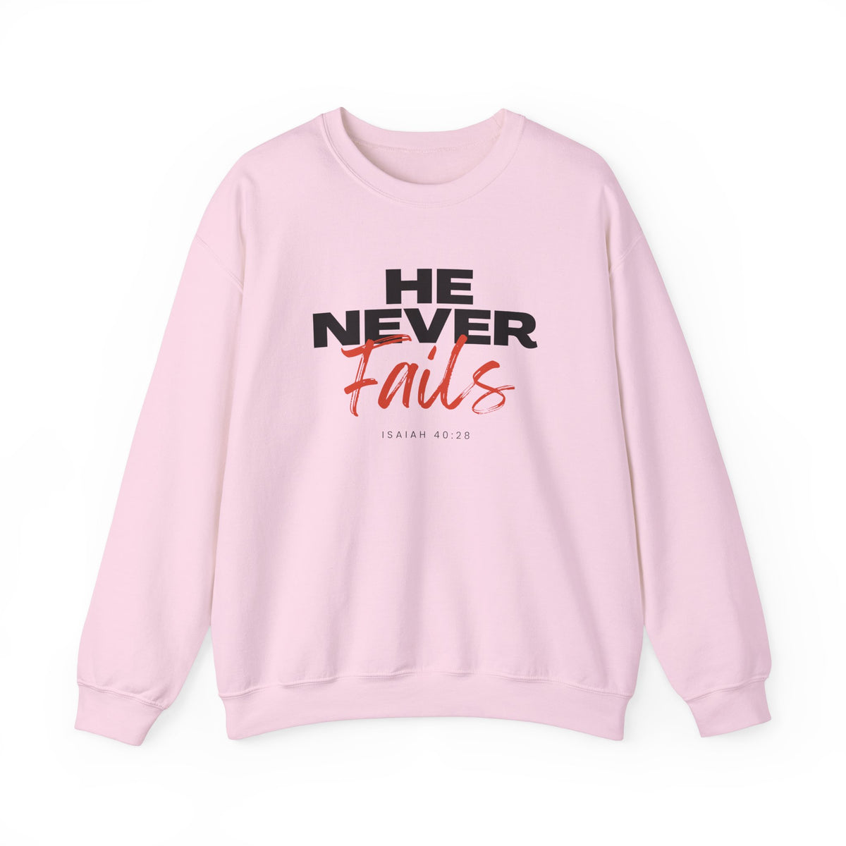 He Never Fails- Unisex Heavy Blend™ Crewneck Sweatshirt