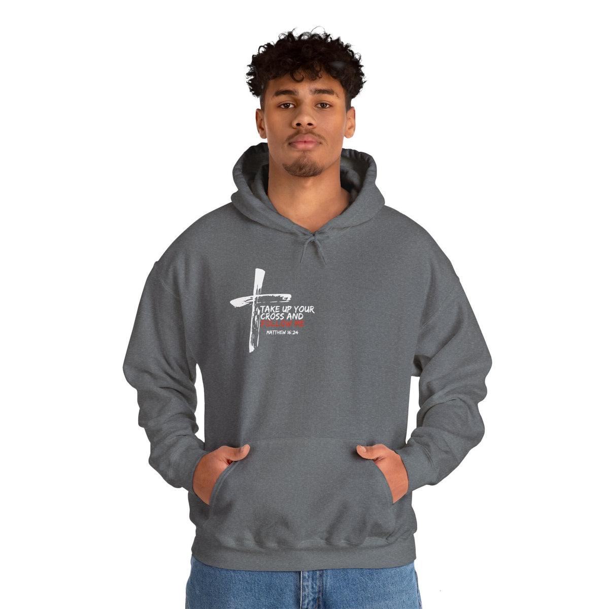 Take Up Your Cross and Follow Me Unisex Heavy Blend™ Hooded Sweatshirt