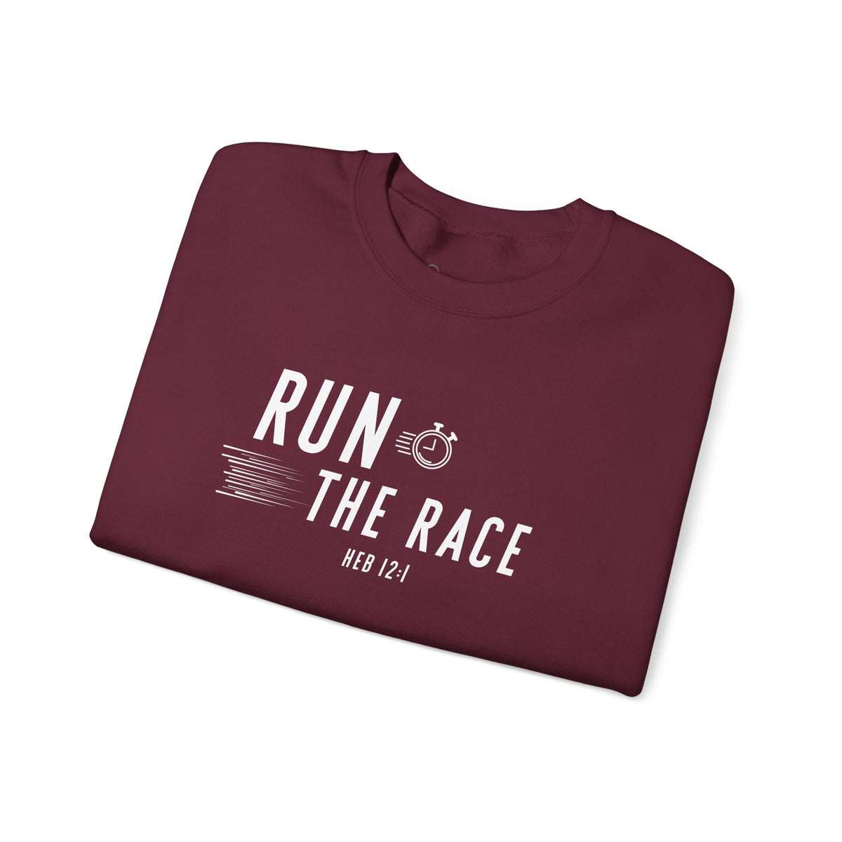Run the Race Christian Sweatshirt – Hebrews 12:1 Wear Your Faith