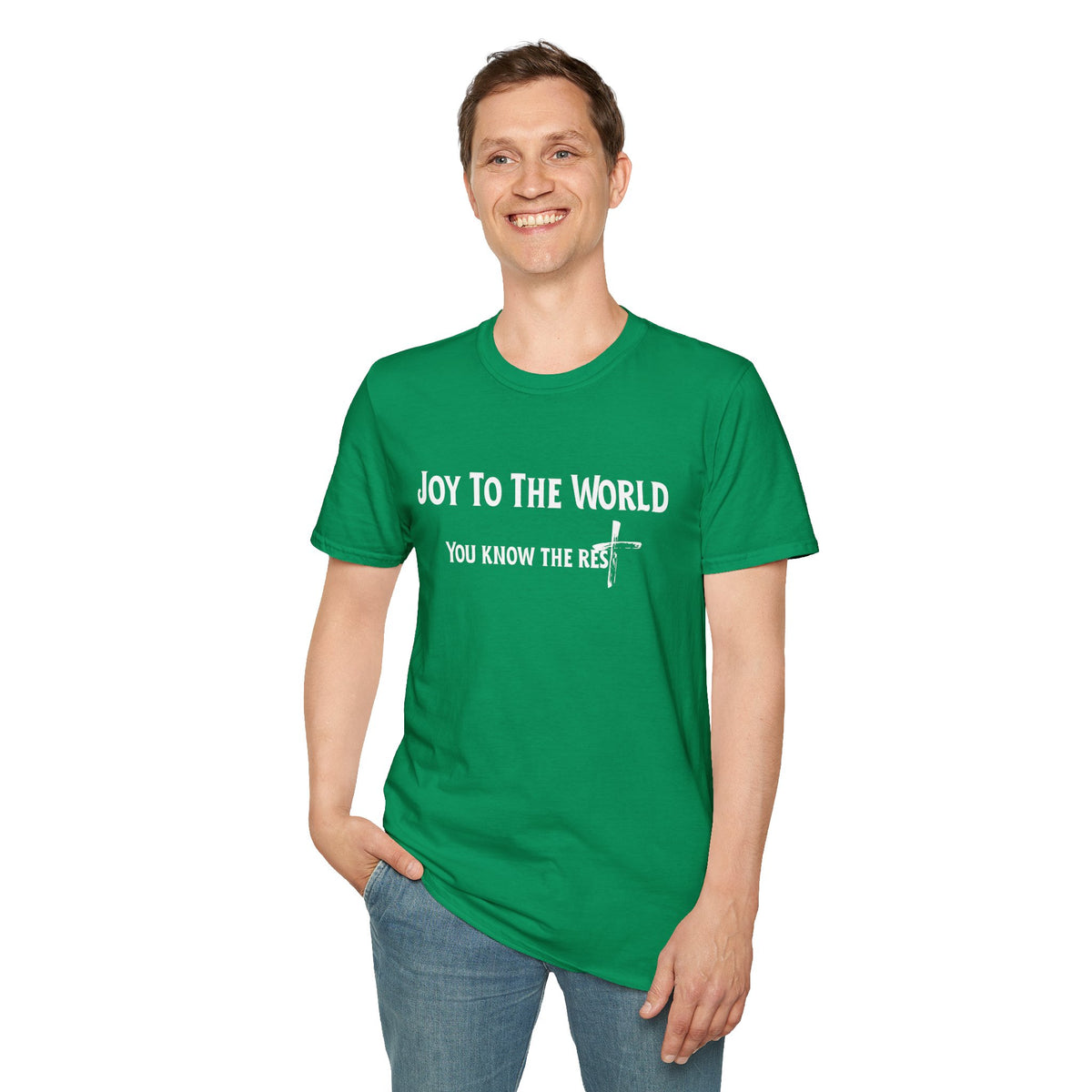 Joy to the World Christian T-Shirt – Faith-Inspired Holiday Apparel | Unisex Softstyle T-Shirt