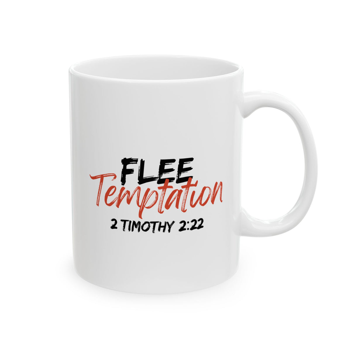 "Flee Temptation" Ceramic Mug, (11oz, 15oz)