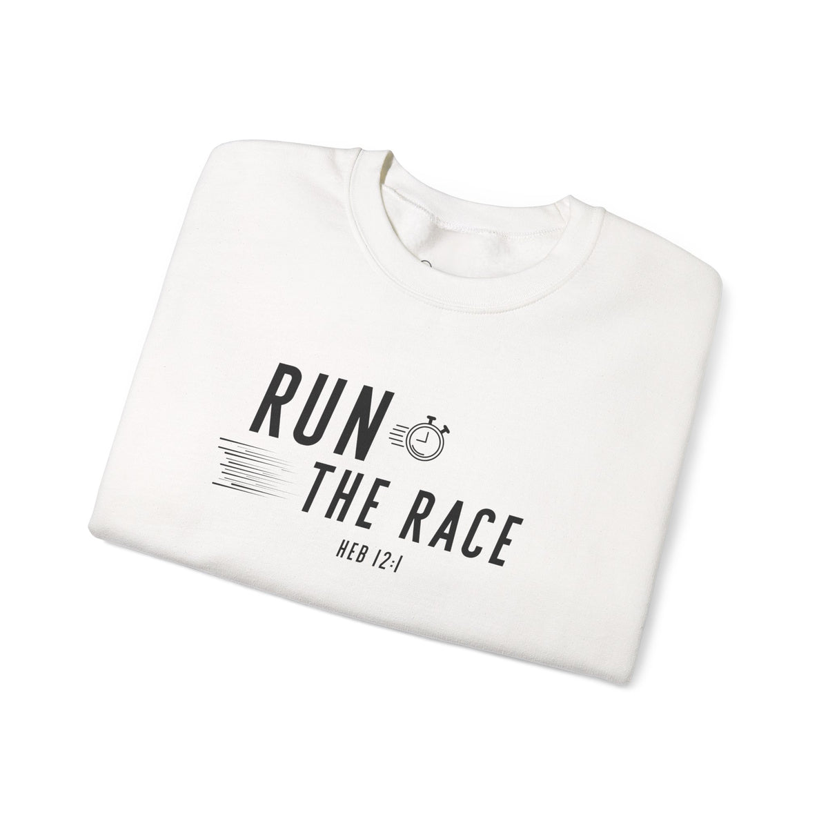 Run the Race Christian Sweatshirt – Hebrews 12:1 Wear Your Faith