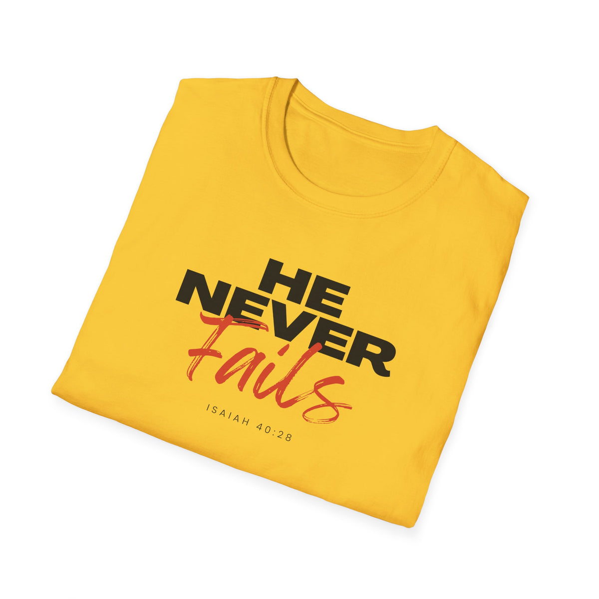 "He Never Fails" Unisex Softstyle T-Shirt