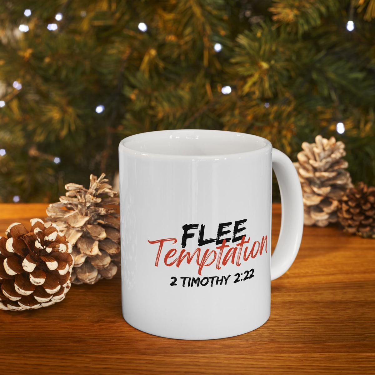 "Flee Temptation" Ceramic Mug, (11oz, 15oz)