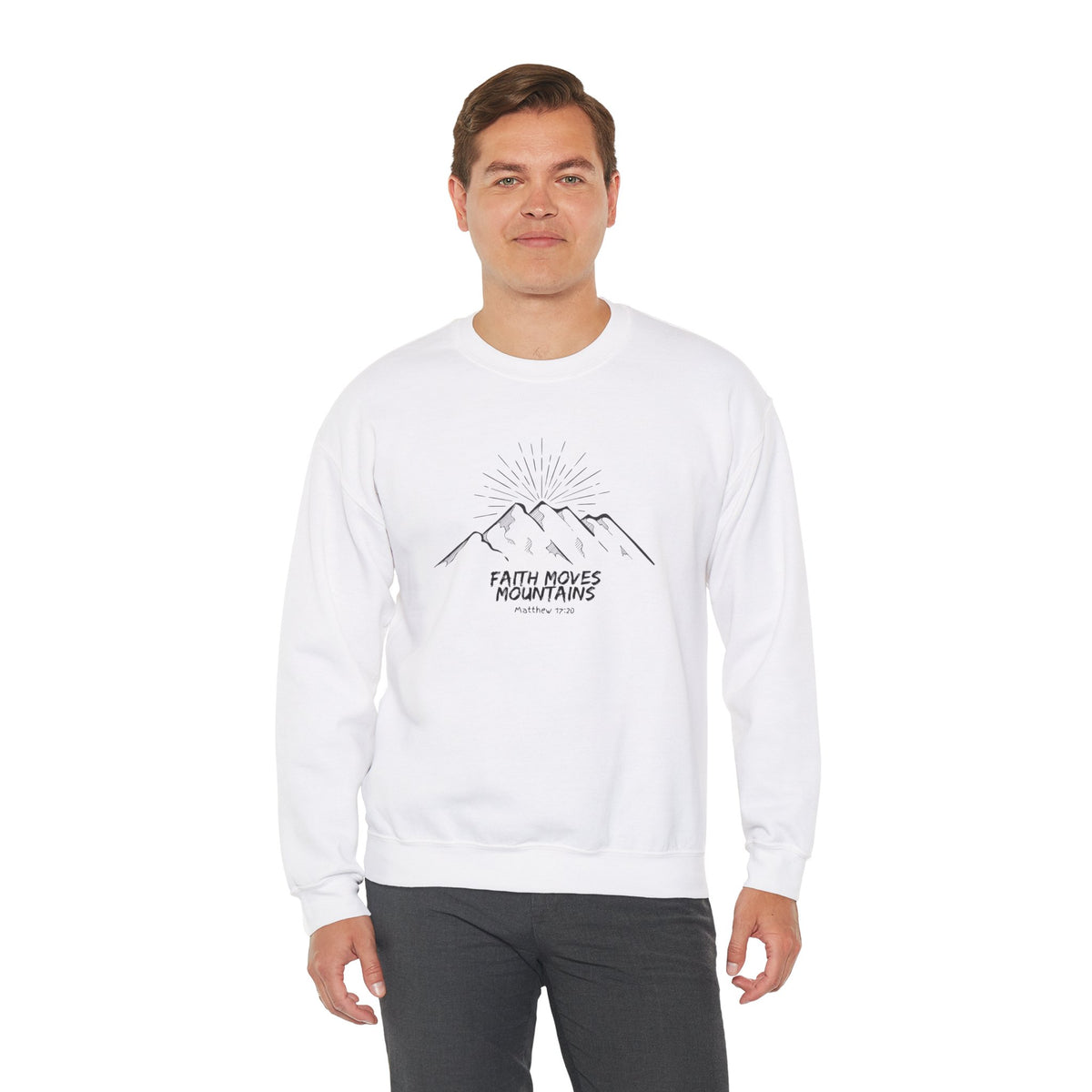 Faith Moves Mountains- Unisex Heavy Blend™ Crewneck Sweatshirt